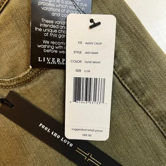 Liverpool Jeans Company Olive Avery Crop - Size 2/26 - Picture 5 of 9